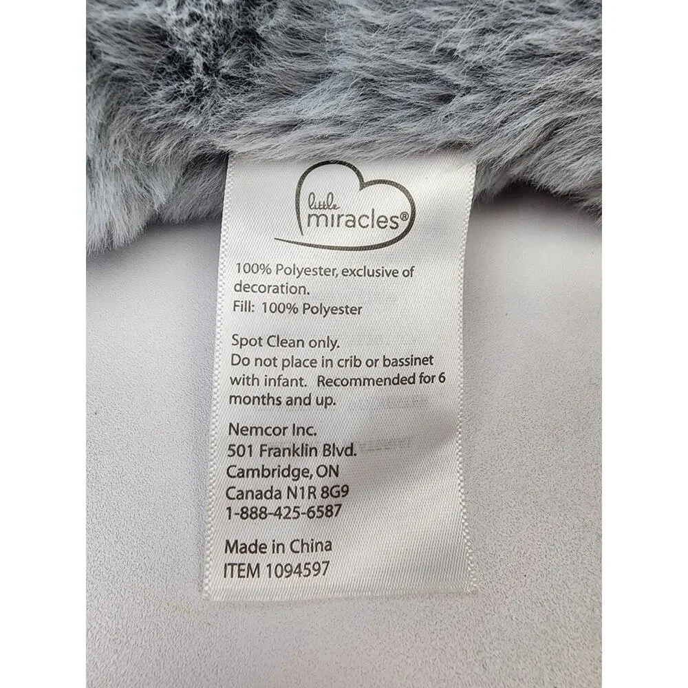Little Miracles Costco Gray Bunny Rabbit Plush Stuffed Stitched Eye Baby Infant